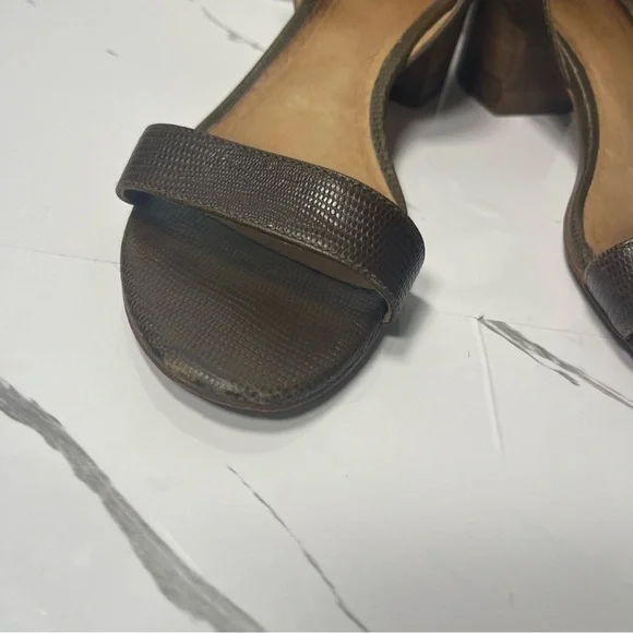 Madewell Women’s Alice Ankle Strap Mid Heel Open Toe Sandal Heel Python Size 8.5 - Picture 3 of 10